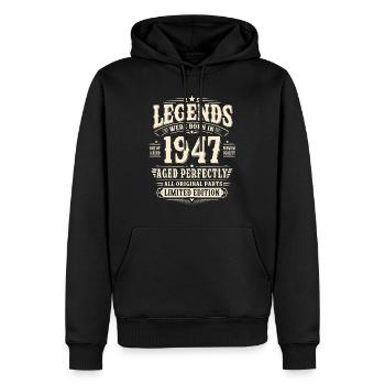 79. Geburtstag Geschenk Mann 1947 Vintage Retro - Männer Premium Bio Hoodie - Schwarz - Vorne - Nico (187cm)