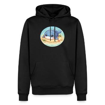 Wal auf Sandbank im Meer - Männer Premium Bio Hoodie - Schwarz - Vorne - Nico (187cm)
