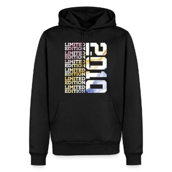 LIMITED EDITION 2010 - 16 JAHRE - 16. GEBURTSTAG - Männer Premium Bio Hoodie - Schwarz - Vorne - Nico (187cm)