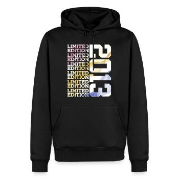 LIMITED EDITION 2013 - 13 YEARS - 13TH BIRTHDAY - Men’s Premium Organic Hoodie - black - Front - Nico (187cm)