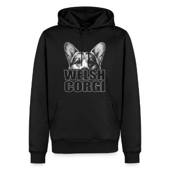 welsh_corgi_Font_Fashion - Männer Premium Bio Hoodie - Schwarz - Vorne - Nico (187cm)