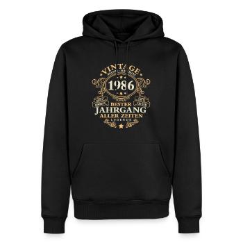 Vintage 1986 Jahrgang Mann 40. Geburtstag - Männer Premium Bio Hoodie - Schwarz - Vorne - Nico (187cm)