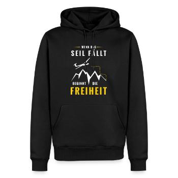 Wenn das Seil fällt beginnt Freiheit - Männer Premium Bio Hoodie - Schwarz - Vorne - Nico (187cm)