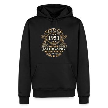 Vintage 1951 Jahrgang Mann 75. Geburtstag - Männer Premium Bio Hoodie - Schwarz - Vorne - Nico (187cm)
