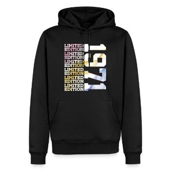 LIMITED EDITION 1971 - 55 YEARS - 55TH BIRTHDAY - Men’s Premium Organic Hoodie - black - Front - Nico (187cm)