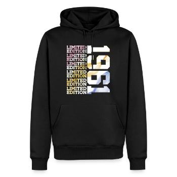 ÉDITION LIMITÉE 1961 - 65 ANS - 65E ANNIVERSAIRE - Sweat à capuche Premium bio Homme - noir - Devant - Nico (187cm)
