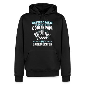 Bademeister Papa Schwimmmeister - Männer Premium Bio Hoodie - Schwarz - Vorne - Nico (187cm)