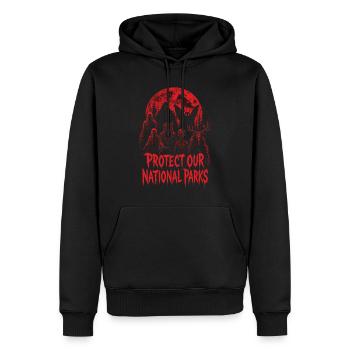 Les cryptides protègent nos parcs nationaux - Sweat à capuche Premium bio Homme - noir - Devant - Nico (187cm)