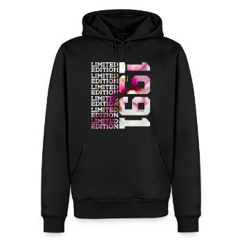 ÉDITION LIMITÉE 1991 - 35 ANS - 35E ANNIVERSAIRE - Sweat à capuche Premium bio Homme - noir - Devant - Nico (187cm)