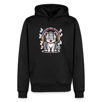 Chat de la musique - Sweat à capuche Premium bio Homme - noir - Devant - Nico (187cm)