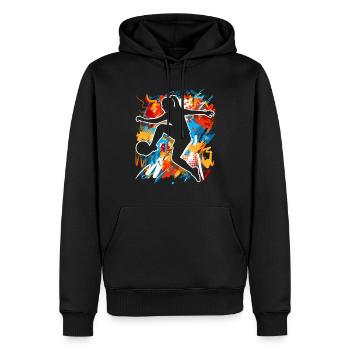 Football féminin - Sweat à capuche Premium bio Homme - noir - Devant - Nico (187cm)