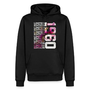 ÉDITION LIMITÉE 1960 - 66 ANS - 66E ANNIVERSAIRE - Sweat à capuche Premium bio Homme - noir - Devant - Nico (187cm)