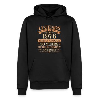 Né en 1976, unique 50 ans - Sweat à capuche Premium bio Homme - noir - Devant - Nico (187cm)