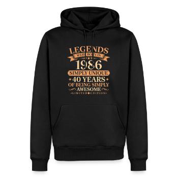 Jahrgang 1986 geboren Einzigartig 40 Jahre - Männer Premium Bio Hoodie - Schwarz - Vorne - Nico (187cm)
