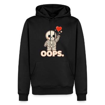 Skelettherzballon OOPS - Männer Premium Bio Hoodie - Schwarz - Vorne - Nico (187cm)