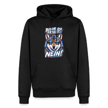 Loup à lunettes cool - Bevor du fragst... NEIN! - Männer Premium Bio Hoodie - Schwarz - Vorne - Nico (187cm)