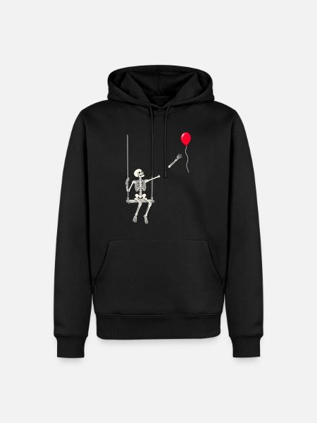 Rotes Ballonskelett - Männer Premium Bio Hoodie - Schwarz