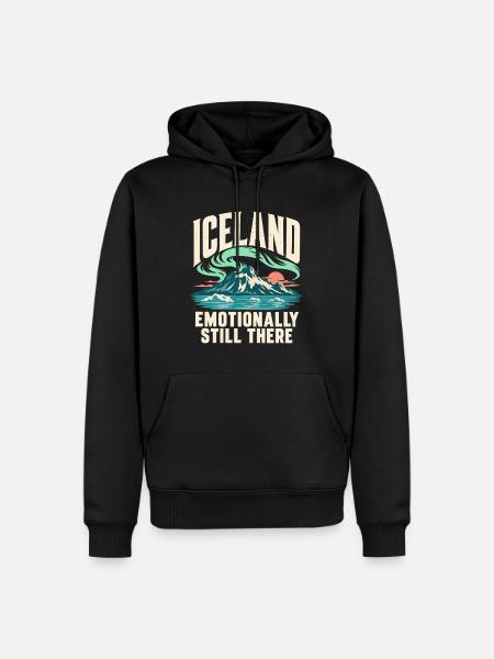 Island Nordlichter Reise Souvenir - Männer Premium Bio Hoodie - Schwarz