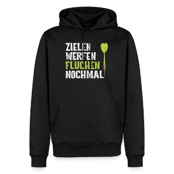 Darts Zielen Werfen Fluchen Nochmal Dart Spruch - Männer Premium Bio Hoodie - Schwarz - Vorne - Nico (187cm)