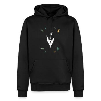 Maiglöckchen & Ameise & Farn - Botanik - Männer Premium Bio Hoodie - Schwarz - Vorne - Nico (187cm)