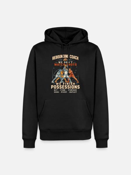 Rebounding Coach – Wir Beenden Possessions - Männer Premium Bio Hoodie - Schwarz