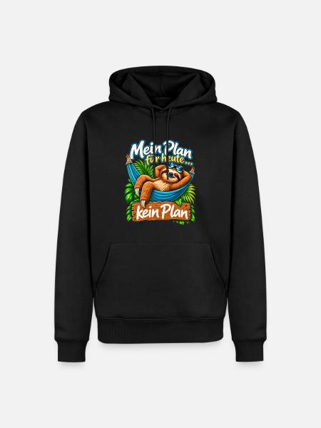 Mein Plan für heute – Faultier - Männer Premium Bio Hoodie - Schwarz