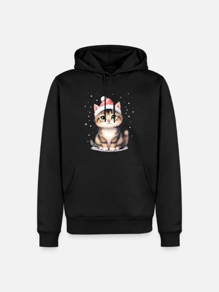 Warmes Weihnachtskätzchen - Männer Premium Bio Hoodie - Schwarz