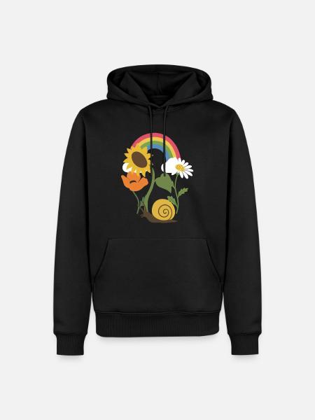 Sonnenblume · Schnecke · Blumen · Mohn - Männer Premium Bio Hoodie - Schwarz
