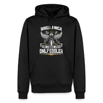 Biker Amca Like A Normal Amca Only Cooler Motorrad - Männer Premium Bio Hoodie - Schwarz - Vorne - Nico (187cm)