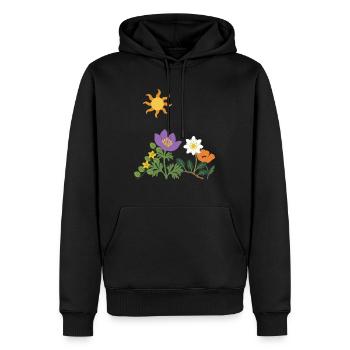 Blumen · Sonne · Natur · Mohn - Männer Premium Bio Hoodie - Schwarz - Vorne - Nico (187cm)
