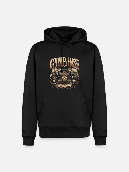 Gympanse Gewichtheber Bodybuilding - Männer Premium Bio Hoodie - Schwarz