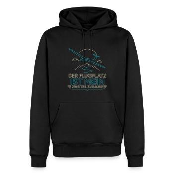 Der Flugplatz ist mein Zuhause - Männer Premium Bio Hoodie - Schwarz - Vorne - Nico (187cm)