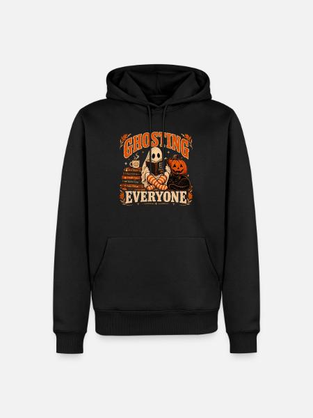 Ghosting Everyone Funny Book Lover Halloween - Männer Premium Bio Hoodie - Schwarz