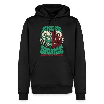 Sweet Savage Devil´s Club 666 - Halloween  - Männer Premium Bio Hoodie - Schwarz - Vorne - Nico (187cm)