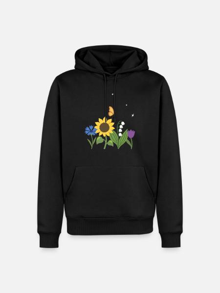 Blumen botanisch Blumenmotiv Design - Männer Premium Bio Hoodie - Schwarz