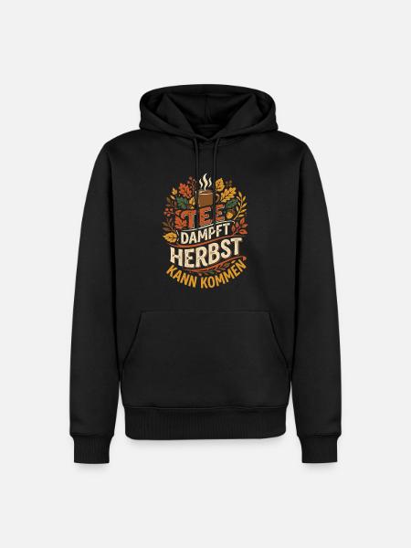 Tee dampft Herbst kann kommen - Männer Premium Bio Hoodie - Schwarz