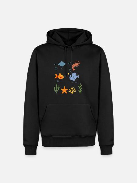 Rochen Unterwasser Kinder Garnele Fisch - Männer Premium Bio Hoodie - Schwarz