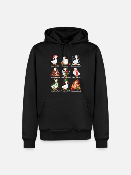 Weihnachtsgänse mit Gans-Wortspiel - Männer Premium Bio Hoodie - Schwarz