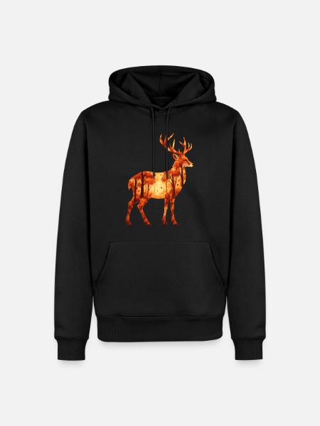 Herbst Hirsch - Wald & Natur Tiermotiv - Männer Premium Bio Hoodie - Schwarz