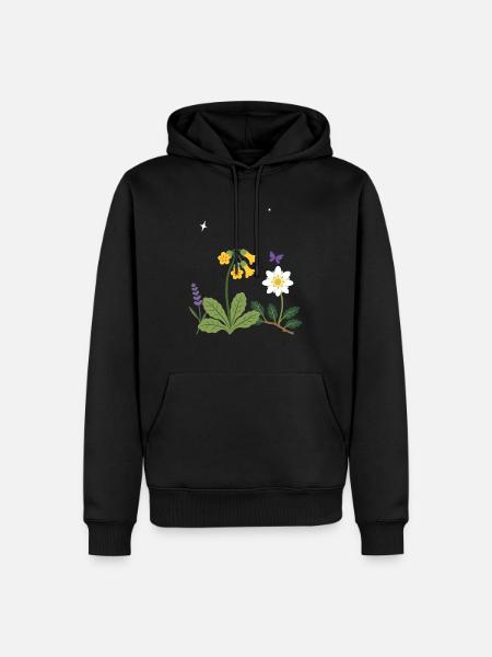 Blumen botanisch Pflanzenwelt Geschenkidee Design - Männer Premium Bio Hoodie - Schwarz