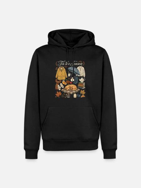 Herbstzauber Kuscheloutfit - Männer Premium Bio Hoodie - Schwarz