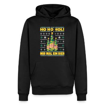 Ho Ho Hol – Weihnachtsbaum aus Bierflaschen - Männer Premium Bio Hoodie - Schwarz - Vorne - Nico (187cm)