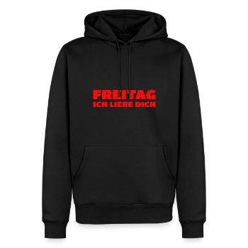 Freitag, Ich Liebe Dich - Männer Premium Bio Hoodie - Schwarz - Vorne - Nico (187cm)