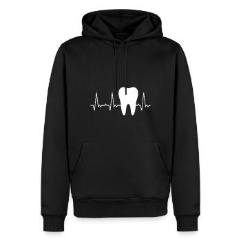 Dent de battement de cœur - Sweat à capuche Premium bio Homme - noir - Devant - Nico (187cm)