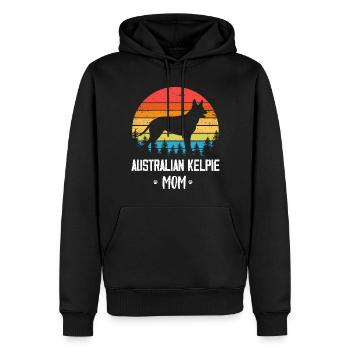 Maman Kelpie australienne - Sweat à capuche Premium bio Homme - noir - Devant - Nico (187cm)