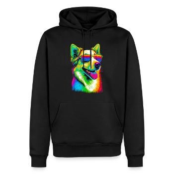 Super süße Retro Regenbogen Sommer Corgi Corgeek Kunst - Männer Premium Bio Hoodie - Schwarz - Vorne - Nico (187cm)