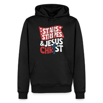 Amerikanischer Gläubiger Christ July 4th Jesus - Männer Premium Bio Hoodie - Schwarz - Vorne - Nico (187cm)