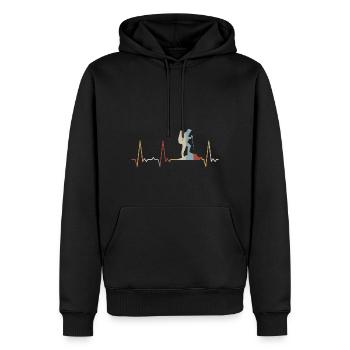 Herzschlag Wandern - Männer Premium Bio Hoodie - Schwarz - Vorne - Nico (187cm)