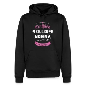 Cadeau Nonna Certifiée Meilleure Nonna du Monde - Sweat à capuche Premium bio Homme - noir - Devant - Nico (187cm)