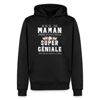 Maman Fière De Sa Fille Fête Des Mères Mama Cadeau - Sweat à capuche Premium bio Homme - noir - Devant - Nico (187cm)